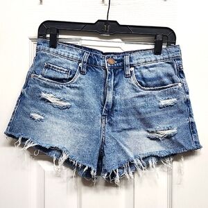 BLANKNYC Distressed Denim High Rise Cut-Off Shorts, Size 27